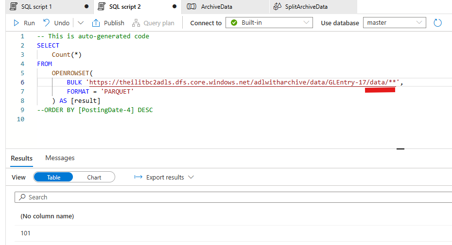 Data and archive folder contents